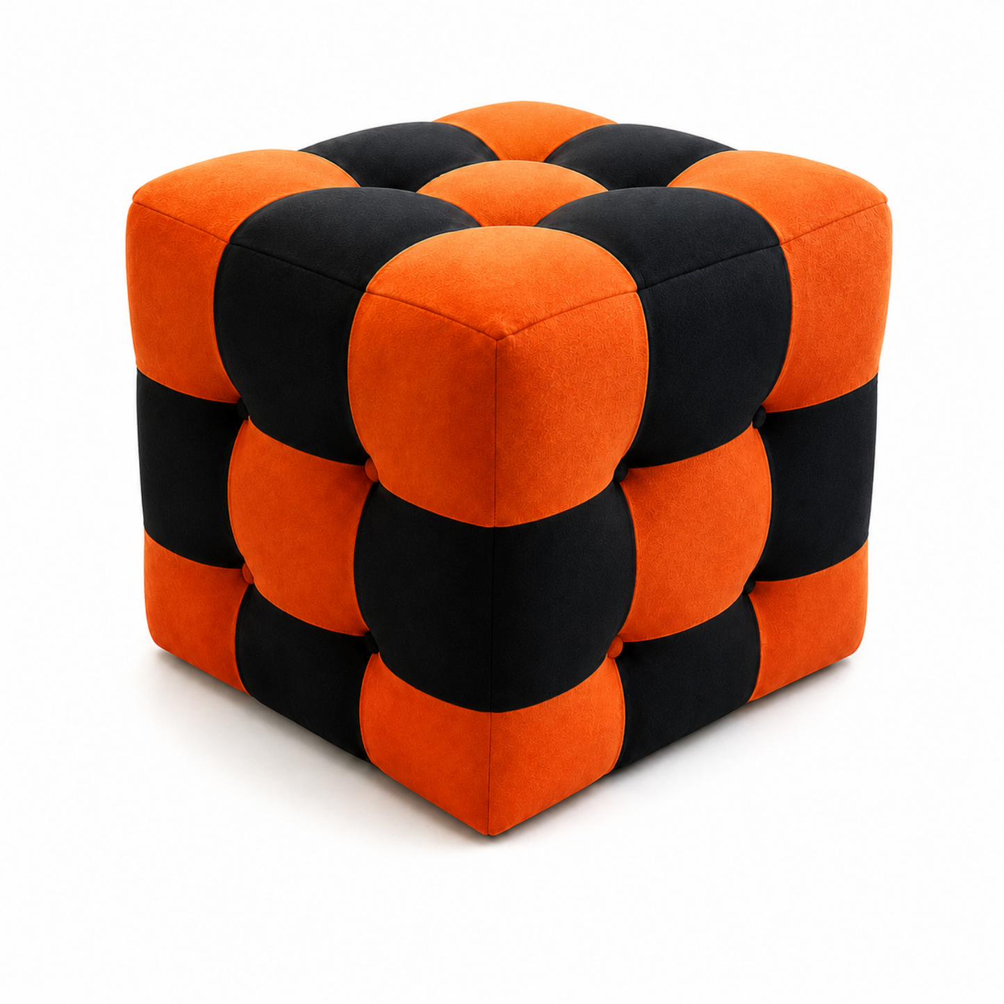 Turuncu-Siyah Patchwork Puf
