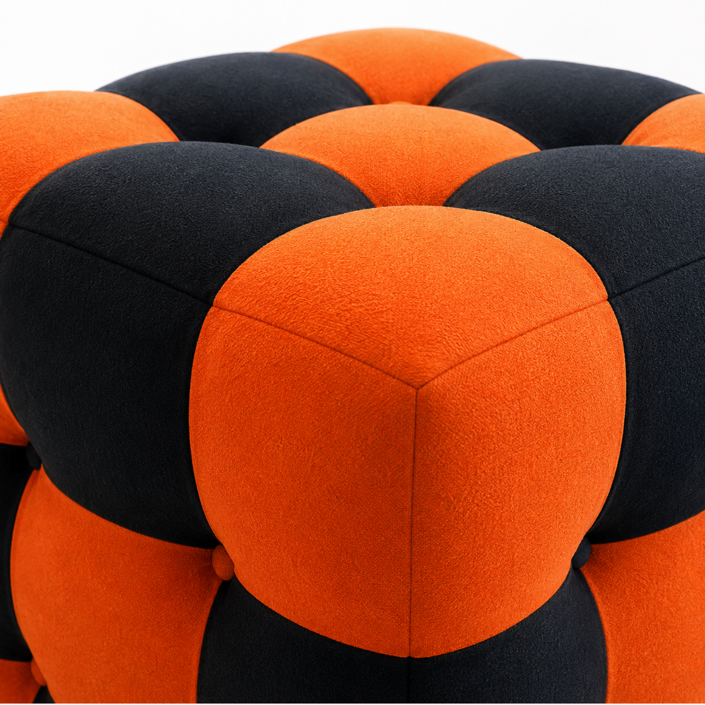 Turuncu-Siyah Patchwork Puf