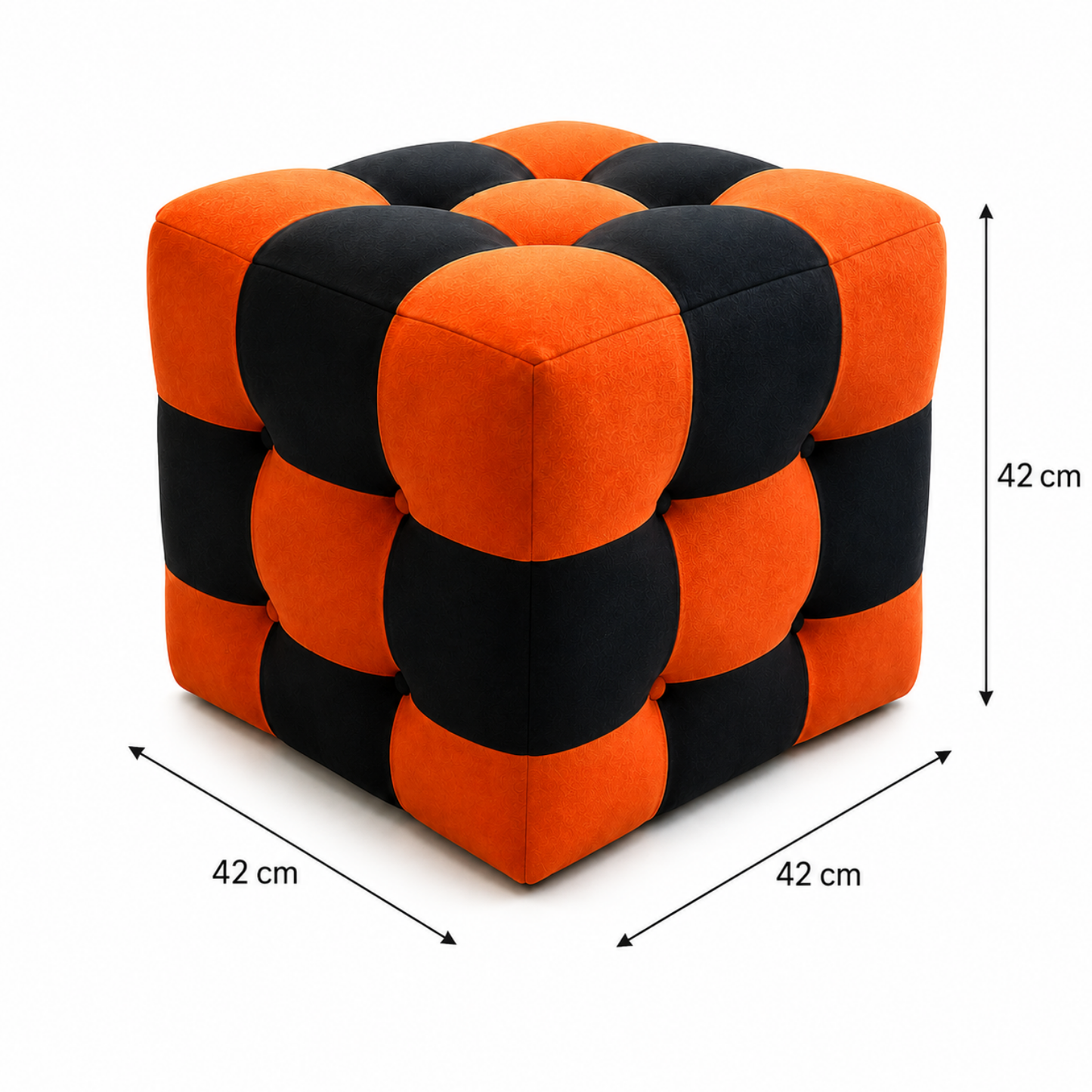 Turuncu-Siyah Patchwork Puf