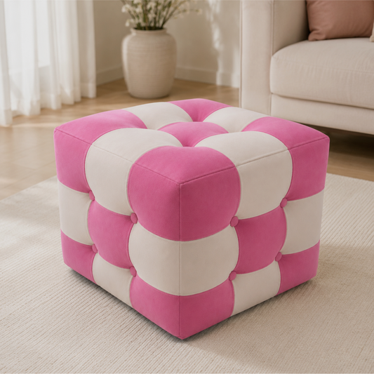 Pink Bloom Patchwork Puf