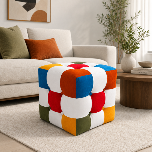 Rainbow Patchwork Puf