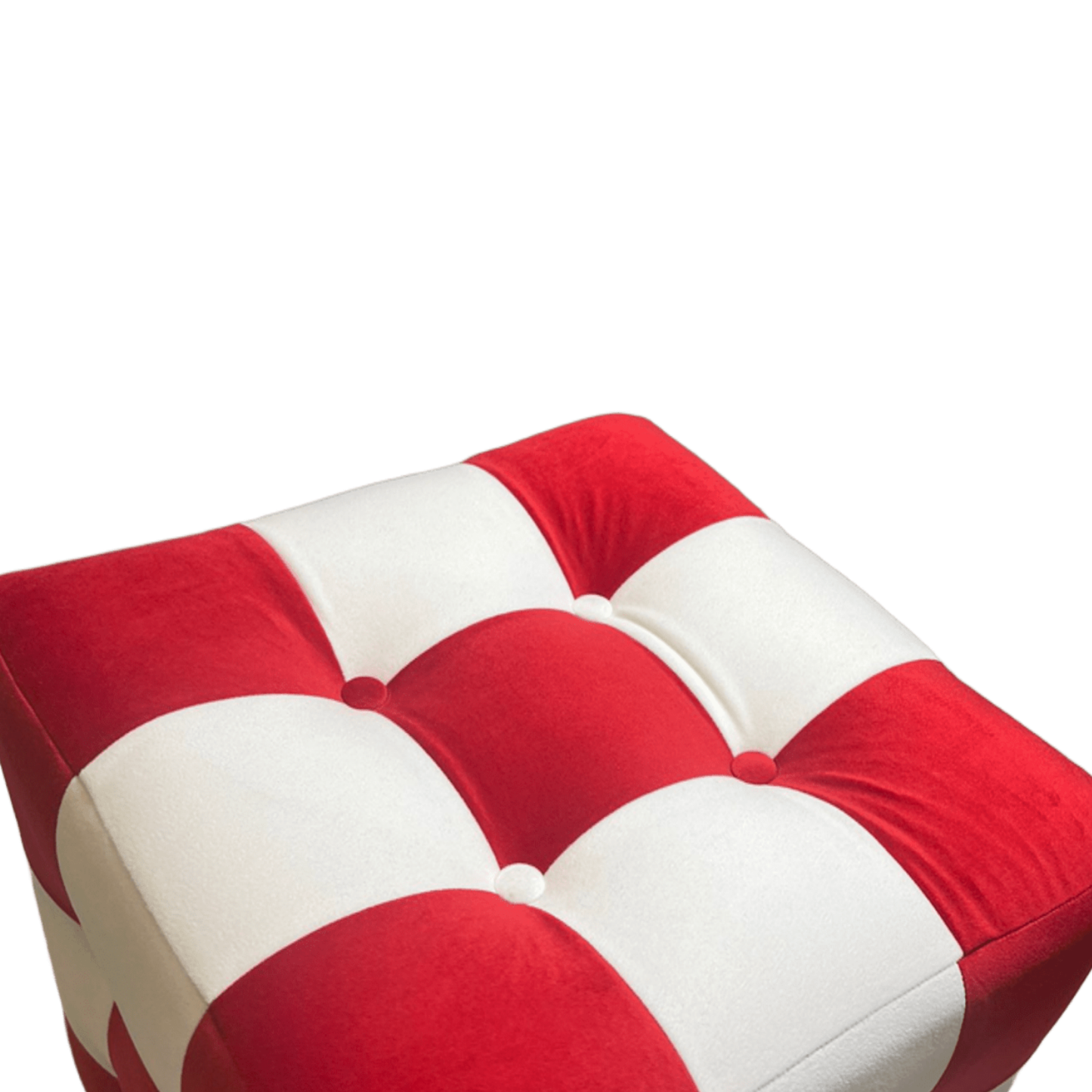 Patchwork Puf Kırmızı Beyaz